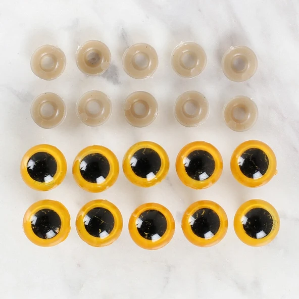 Norino Loren 14 mm Sarı 5 Çift Amigurumi Göz ürün görseli 1