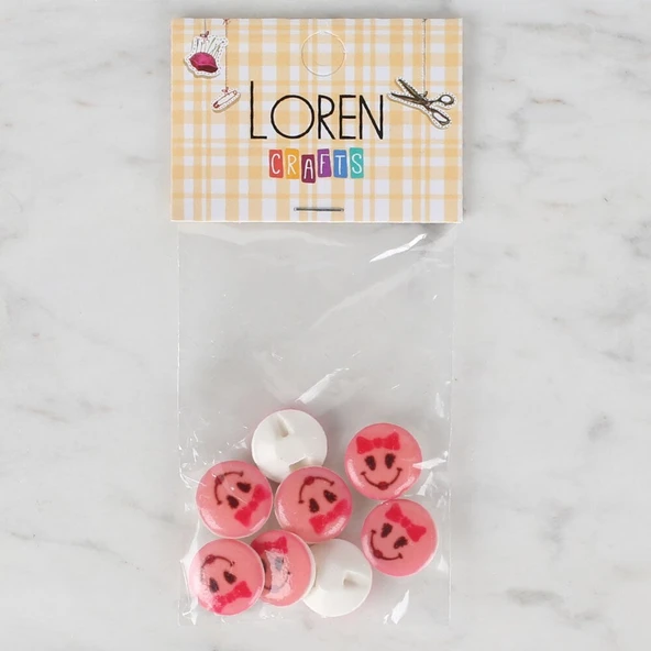 Norino Loren Crafts 8 li Pembe Düğme - 0715 ürün görseli 1