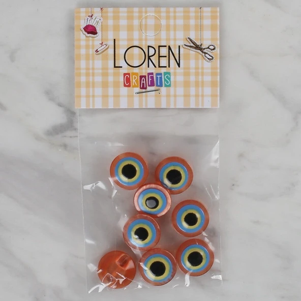 Norino Loren Crafts turuncu 8 li nazar boncuğu düğme - 16 ürün görseli 1