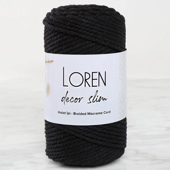Norino Loren Decor Slim 3 Büküm Makrome İpi Siyah - L006 ürün görseli 1
