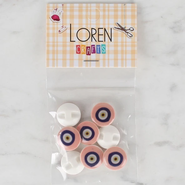 Norino Loren Crafts 8 li Pudra Nazar Boncuğu Düğme - 685 ürün görseli 1