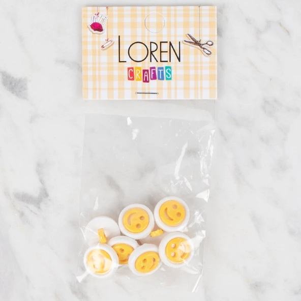 Norino Loren Crafts 8 li Koyu Sarı Gülen Yüz Düğme - 631 ürün görseli 1
