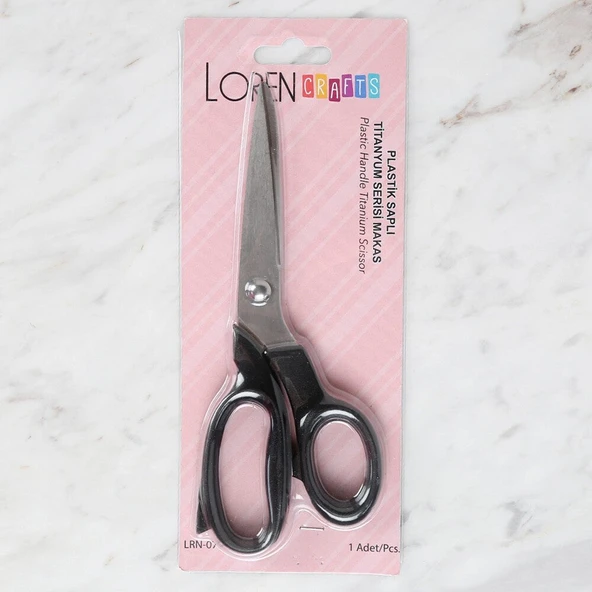 Norino Loren Crafts Plastik Saplı Titanyum Makas Siyah LR ürün görseli 1