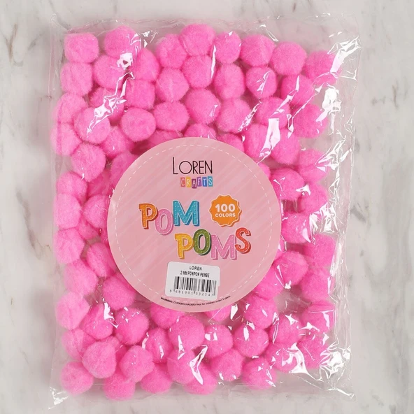 Norino LOREN CRAFTS 2 CM 100 ADET PEMBE PONPON ürün görseli 1