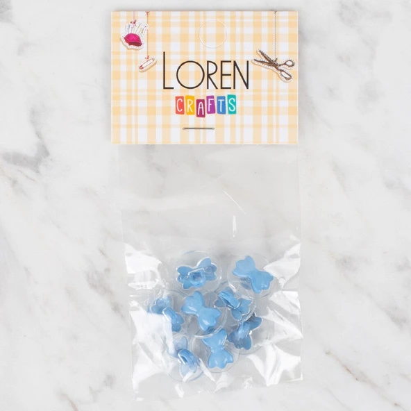 Norino Loren Crafts 8 li Şeffaf Mavi Kurdele Düğme - 266 ürün görseli 1