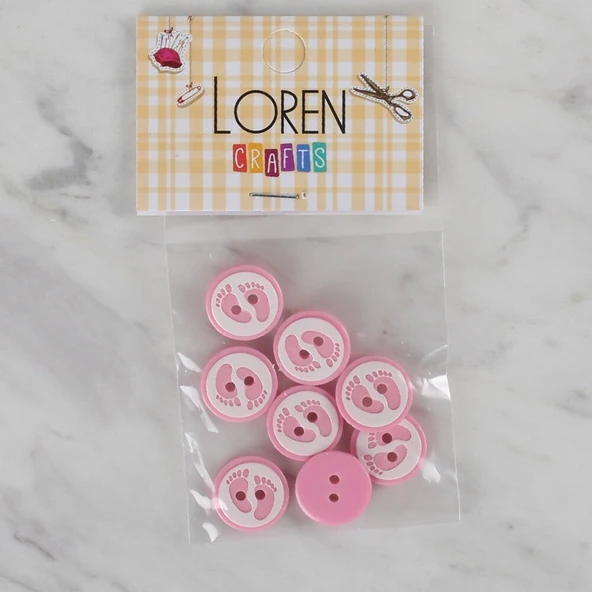 Norino Loren Crafts pembe 8 li ayak izi düğme - 436 ürün görseli 1