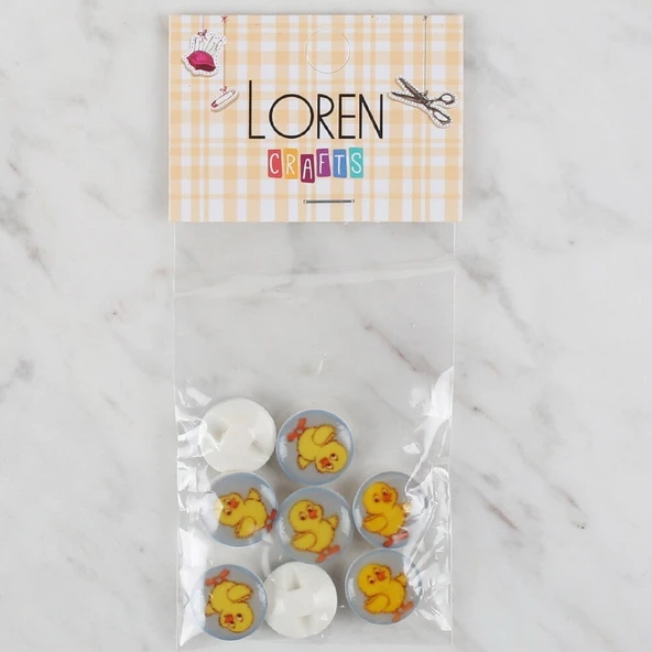 Norino Loren Crafts 8 li Mavi Civciv Düğme - 700 ürün görseli 1