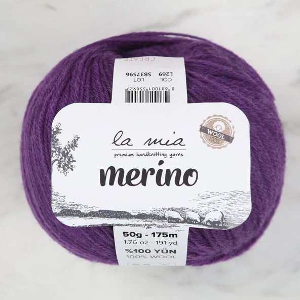 Norino La Mia Merino Patlıcan Moru El Örgü İpi - L269 ürün görseli 1