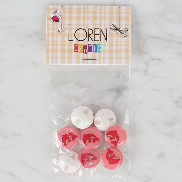 Norino Loren Crafts 8 li Pembe Yunus Düğme - 707 ürün görseli 1
