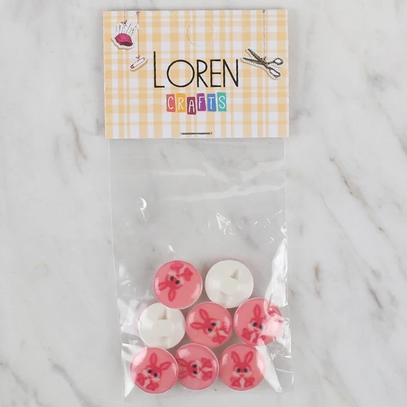 Norino Loren Crafts 8 li Pembe Tavşan Düğme - 706 ürün görseli 1