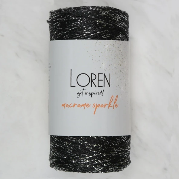 Norino Loren Macrame Sparkle Simli Siyah El Örgü İpi - RM ürün görseli 1