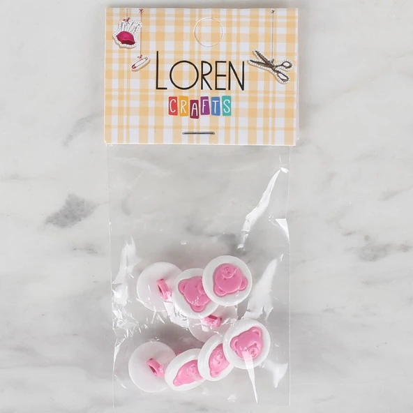 Norino Loren Crafts 8 li Pembe Düğme - 625 ürün görseli 1