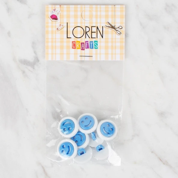 Norino Loren Crafts 8 li Turkuaz Gülen Yüz Düğme - 633 ürün görseli 1