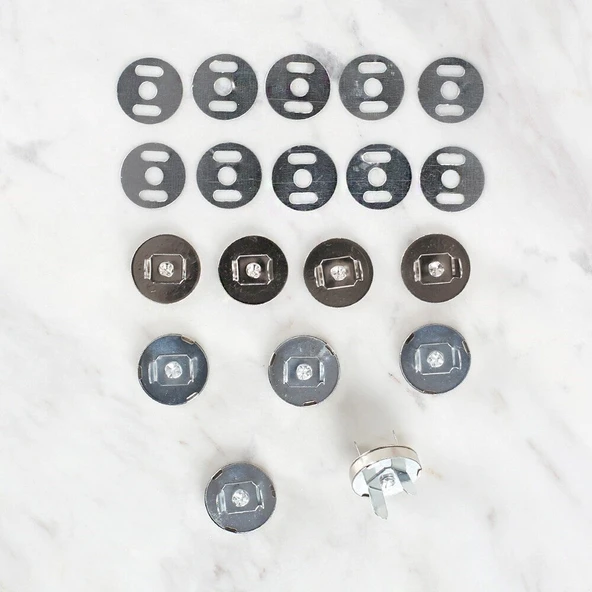 Norino Loren Manyetik Mat Gümüş Metal 5 li Çıt Çıt Set ürün görseli 1