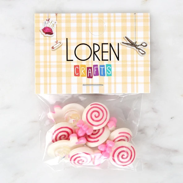 Norino Loren Crafts Pembe 8'li Düğme - 3028 ürün görseli 1