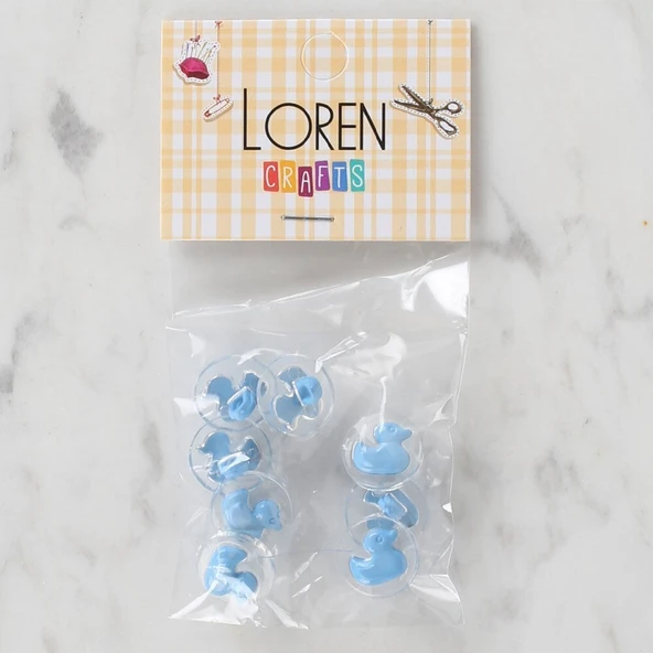 Norino Loren Crafts 8 li Şeffaf Mavi Ördek Düğme - 265 ürün görseli 1