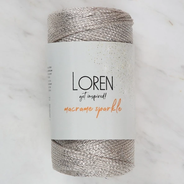 Norino Loren Macrame Sparkle Simli Bej El Örgü İpi - RM 3 ürün görseli 1