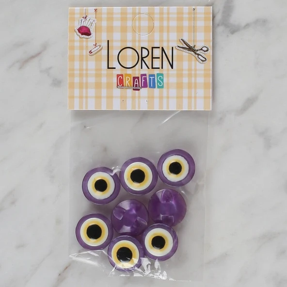 Norino Loren Crafts mor 8 li nazar boncuğu düğme - 169 ürün görseli 1