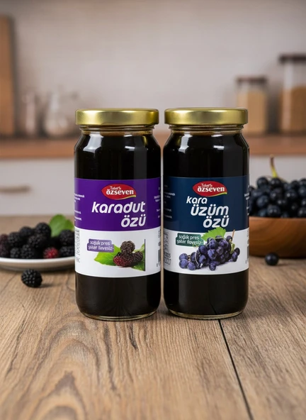 Norino Özseven 2'li Meyve Özleri Paketi (Karadut Özü 300gr + Kara Üzüm Özü 300gr) ürün görseli 1