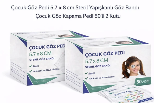 Norino Çocuk Göz Pedi 5.7 x 8 cm Steril Yapışkanlı Göz Bandı Desenli Çocuk Göz Kapama Pedi 50’li 2 Kutu ürün görseli 1