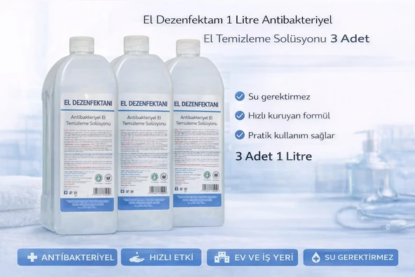 Norino El Dezenfektanı 1 Litre Antibakteriyel El Temizleme Solüsyonu 3 Adet ürün görseli 1