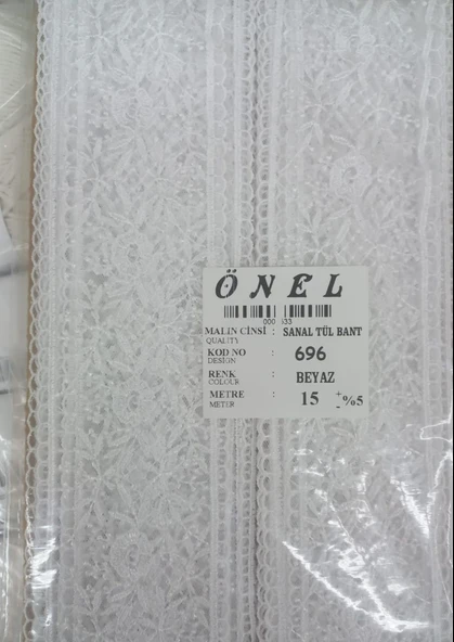 Norino Dantel Polyester Sanal Tül Bant Beyaz 15 Metre En 6 Cm On-696-b ürün görseli 1