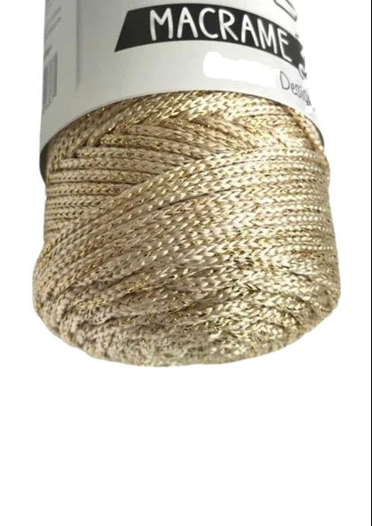 Norino Makrome İpi 3mm Polyester Krem Simli ürün görseli 1