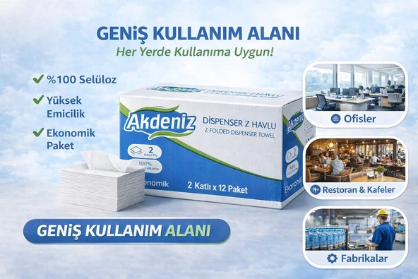 Norino Akdeniz Dispenser Z Havlu 2 Katlı 12 Paket | %100 Selüloz | Ekonomik Z Katlı Kağıt Havlu ürün görseli 1