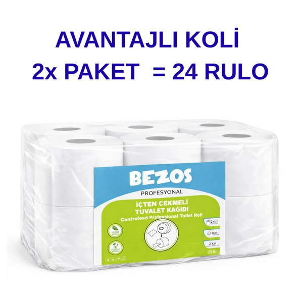 Norino Bezos Profesyonel İçten Çekmeli Tuvalet Kağıdı 24 Rulo | Mini Cimri | 2 Katlı %100 Selüloz 2X12RULO ürün görseli 1
