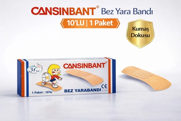 Norino Cansinbant Bez Yarabandı 10 lu 1 Paket 1,9 x 7,2 cm Fabric First Aid Plaster ürün görseli 1