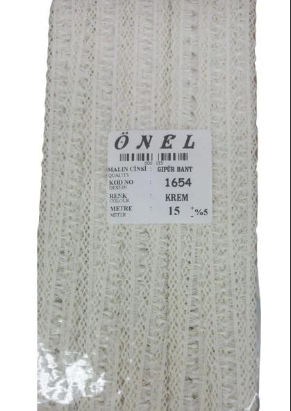 Norino Dantel Polyester Güpür Bant Krem 15 Metre En 3 Cm On-1654-k ürün görseli 1