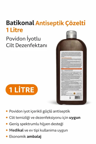 Norino Batikonal Antiseptik Çözelti 1 Litre Povidon İyotlu Cilt Dezenfektanı 1 ADET ürün görseli 1