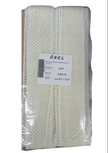 Norino Dantel Polyester Güpür Bant Krem 14,50 Metre En 3 Cm On-1651-kr ürün görseli 1