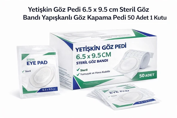 Norino Yetişkin Göz Pedi 6.5 x 9.5 cm Steril Göz Bandı Yapışkanlı Göz Kapama Pedi 50 Adet 1 Kutu ürün görseli 1