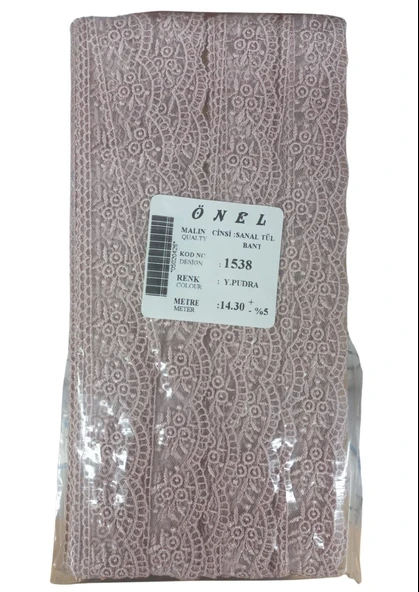 Norino Dantel Polyester Sanal Tül Bant Y.pudra 14,30 Metre En 3 Cm On-1538-pu ürün görseli 1