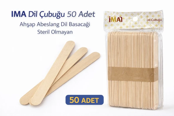 Norino İMA Dil Çubuğu 50 Adet Ahşap Abeslang Steril Olmayan Tahta Dil Basacağı 1 Paket ürün görseli 1