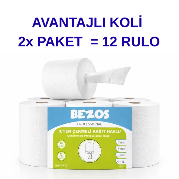 Norino Bezos Professional İçten Çekmeli Kağıt Havlu 2 Koli | 12 Rulo | Endüstriyel Kullanım ürün görseli 1