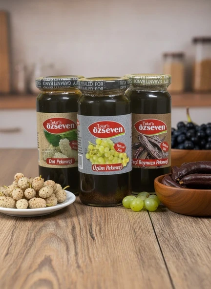 Norino Özseven Geleneksel Pekmezler 3’lü Paket – Üzüm 800gr , Dut 800gr & Keçiboynuzu 800gr (3x800gr) ürün görseli 1
