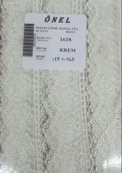 Norino Dantel Polyester Sanal Tül Bant Krem 15 Metre En 3 Cm On-1618-kr ürün görseli 1