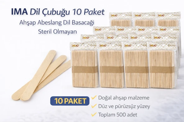Norino İMA Dil Çubuğu 50 Adet Ahşap Abeslang Steril Olmayan Tahta Dil Basacağı 10 Paket ürün görseli 1
