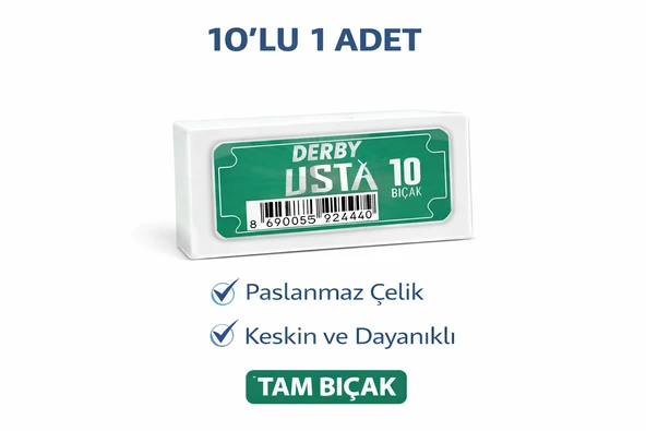 Norino Derby Usta Çift Taraflı Jilet Tam Bıçak Berber Jileti 10LU 1 PAKET ürün görseli 1