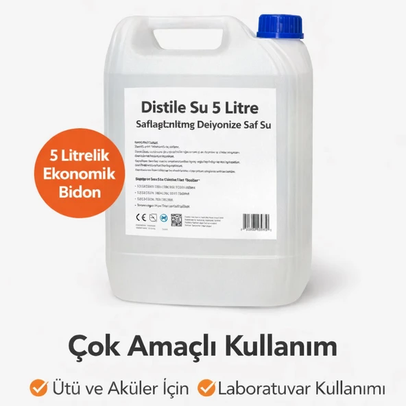 Norino Distile Su 5 Litre Saflaştırılmış Deiyonize Saf Su Çok Amaçlı Kullanım 1 ADET ürün görseli 1