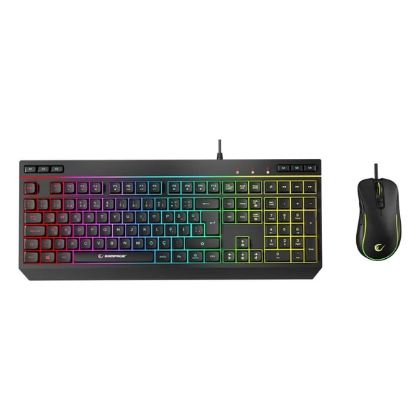 Rampage KM-R57 Seraphic Siyah RGB Aydınlatmalı Q Oyuncu Multmedia Klavye ve 12800 DPI Mouse Gaming Set ürün görseli 1
