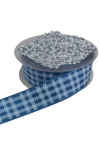 Norino Tafta Ekoseli Kurdele 25 Mm İndigo 1 Metre ürün görseli 1