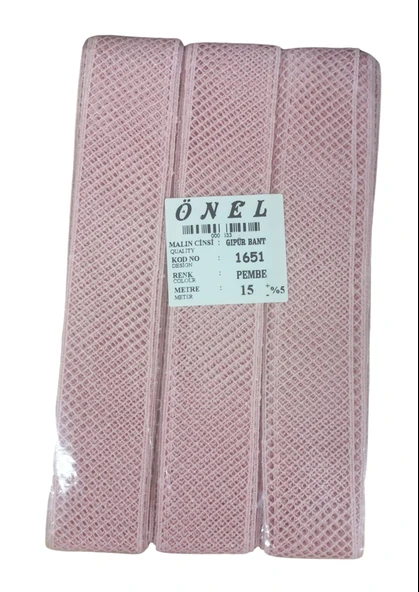 Norino Dantel Polyester Güpür Bant Pembe 15 Metre En 3 Cm On-1651-p ürün görseli 1