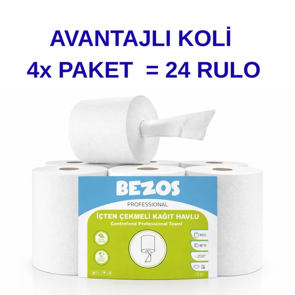 Norino Bezos Professional İçten Çekmeli Kağıt Havlu 4 Koli | 24 Rulo | Endüstriyel Kullanım ürün görseli 1