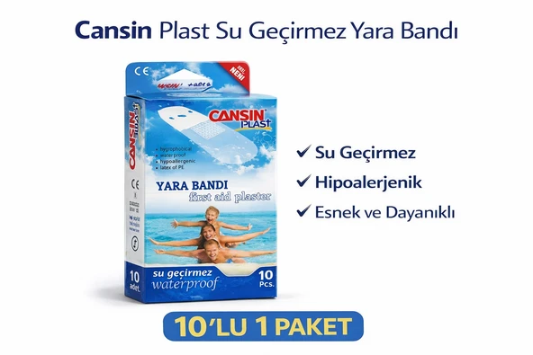 Norino Cansın Plast Su Geçirmez Yara Bandı 10'lu 1 Paket Waterproof First Aid Plaster ürün görseli 1