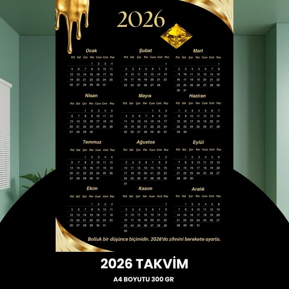 Norino Takvim 2026 Premium A4 300 Gr Dijital Baskı Elmas ürün görseli 1