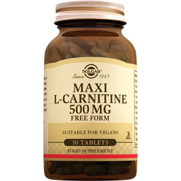 Solgar Maxi L Carnitine 500 Mg 30 Tablet (Maksi L Karnitin) ürün görseli 1