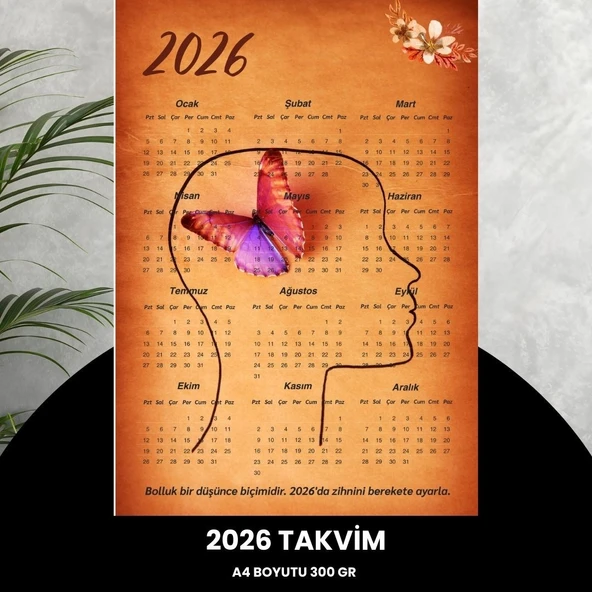 Norino Takvim 2026 Premium A4 300 Gr Dijital Baskı Düşünce ürün görseli 1